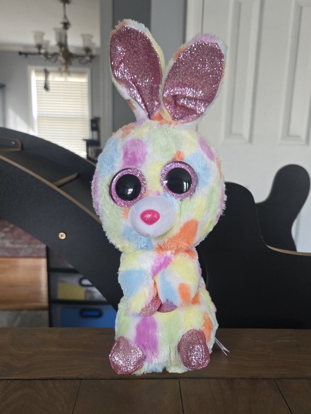Sparkly Multi-Color Plush Ty Easter Bunny Bloomy with Glitter Accents 2018